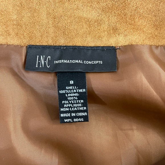 INC suede brown mini skirt size 8 front zipper - Picture 7 of 7